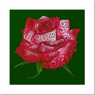 Swirly Rose Posters and Art